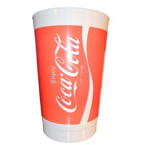 Coca Cola Plastic Tumbler Cup White Red Enjoy Coke Logo Drinkware Collectible